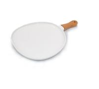 Paletta Vassoio in Porcellana Bianco con Manico in Legno 24 cm