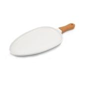 Paletta Vassoio in Porcellana con Manico in Legno Bianco Ovale 26 cm