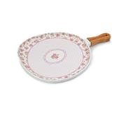 Paletta Vassoio in Porcellana con Manico in Legno Decoro Rose 24 cm