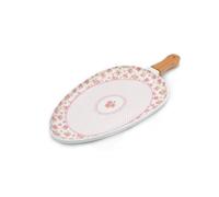 Paletta Vassoio in Porcellana con Manico in Legno Decoro Rose 30 cm