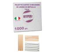 Palette caffe' e bevande in legno di betulla da 14cm incartate singolarmente (1000)