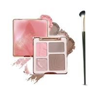 Palette Contouring Viso 4 Colori con Pennello Naso - Terra Abbronzante Matte e Illuminante Shimmer - Cipria Correttrice per Scolpire e Illuminare il Viso - Texture in Polvere Sfumabile