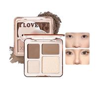 Palette di contouring completo del viso | Palette di illuminanti e contouring con cipria marrone nude | 4 tonalità opache e brillanti | Sfumabile e modulabile | Compatta da viaggio