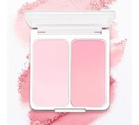 Palette di fard bicolore per guance, cipria opaca in polvere in tonalità rosa pesca e corallo, lunga durata, liscia e sfumabile, aspetto naturale altamente pigmentato, regalo per donne e ragazze