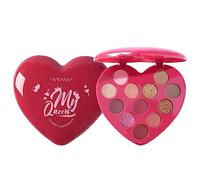 Palette di ombretti a forma di cuore d'amore 12 colori opachi perlescenti evidenziano illuminano pigmento contorno ombra rouge carino ragazza palato trucco (Rosso)