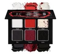 Palette di Ombretti DE'LANCI Nero Rosso,Palette Occhi Sfumati Rosso Bianco Grigio Scuro Stile Goth,6 Colori Opaco Scintillante Borgogna Metallizzato-Palette Trucco Halloween per Zombie,Vampiri e Clown