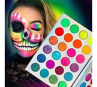Palette Di Ombretti Glow In The Dark Neon-Luminous-Glitter 24 Colori, Afflano Eyeshadow Pelette Con Fluorescente a Luce Nera Pigmentata Bagliore UV Ombra, Festival/Festa/Halloween/Trucco Natalizio