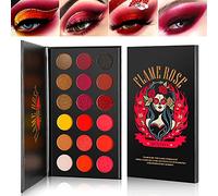 Palette Di Ombretti Rossi Altamente Pigmentati, Afflano Ombretto Rosso Vero Lunga Durata Palette Trucco Halloween 18 Colori, Impermeabile Opaco Marrone Nero Giallo Tramonto Caldo Eyeshadow Palette