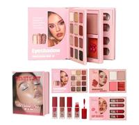 "Palette di trucchi Mini - Rossetto Lucidalabbra, Campioni di ombretti, Illuminante Shimmer Rouge, Libro di cosmetici di tre pagine in stile USA e UE | Set di trucchi portatile per la vita di tutti i