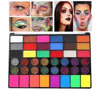 Palette di vernice per il viso - tonalità vibranti fluorescenti, 42 colori vibranti | Formula liscia a base d'acqua con finitura a colori vivaci, sensazione di pelle morbida per feste di Halloween, ev