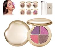 Palette Illuminante Occhi E Guance Gallery, Palette Di Blush E Illuminanti, Ombretto Metallizzato Shimmer in Polvere A 4 Colori Per Tutti I Toni Della Pelle (6# Rosa viola)