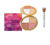 Palette illuminante per occhi e guance, illuminante e fard 4 in 1, effetto luminoso a lunga tenuta, design portatile, setoso e facile da sfumare, polvere per contouring dall'aspetto naturale