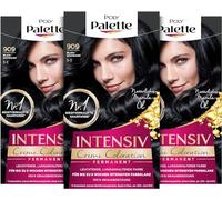 Palette Intensiv Creme Coloration 1-1/909 blu e nero livello 3 (3 x 115 ml), colore permanente per capelli fino a 8 settimane di lucentezza intensa e copertura del 100% grigio
