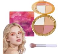 Palette occhi e guance effetto metallico 4 in 1 Kit illuminante, blush e contour Trucco naturale per tutti i tipi di pelle (1Pezzi)