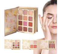 Palette per il trucco - Palette di trucco con glitter 12 colori Eyeshadow | Palette di ombretti con glitter stile libro con 4 fard e 4 - For Travel Party Stage Photography