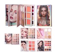Palette Trucco Libro Da Viaggio,Kit per Trucco del Viso - Blush Da Viaggio In - Per Studenti Universitari Viaggiatori Principianti Artisti Sposi Feste Matrimonio Eventi Speciali