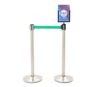 Paletti Delimitazione Danieli: Coppia di Colonnina Segnapercorso h 110 cm e Nastro Segnaletico da 300 cm | Delimita Corsie con Porta Avvisi A4 Verticale | Peso 10 Kg