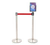 Paletti Delimitazione Danieli: Coppia di Colonnina Segnapercorso h 110 cm e Nastro Segnaletico da 300 cm | Delimita Corsie con Porta Avvisi A4 Verticale | Peso 10 Kg