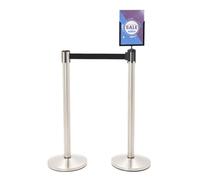 Paletti Delimitazione Danieli: Coppia di Colonnina Segnapercorso h 110 cm e Nastro Segnaletico da 300 cm | Delimita Corsie con Porta Avvisi A4 Verticale | Peso 10 Kg