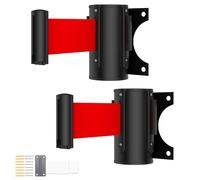 Paletti Delimitazione Transenne Montaggio a Parete Robuste in Acciaio Inox per Negozi Aeroporti Banche Hotel(Black,200cm/6.6ft)