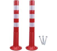 Paletti di parcheggio in Gomma Morbida, 2 Coni stradali con collari Riflettenti, Barriere di parcheggio con montanti Rossi e Bianchi, 75 cm,Red And White