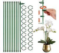 Paletti di supporto per piante da giardino da 40 cm con clip, supporto per piante da giardino in fibra di vetro verde, 10 bastoncini di supporto per piante da interno ed esterno, fiori, pomodori