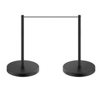 Paletti neri corti per musei, mini paletti in acciaio inox con corda elastica e base zavorrata, set di paletti per il controllo della folla, per mostre, gallerie, fiere(2 Pcs)