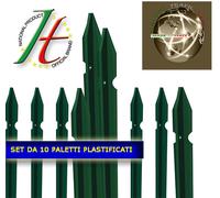 PALETTI PER RETE PER RECINZIONE H.225 CM RETE METALLICA PLASTIFICATI SET 10 PZ