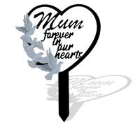 Paletto commemorativo in metallo nero con 4 colombe argentate, marcatore per cimitero per la perdita della madre, ornamenti per tomba per tomba