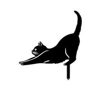 Paletto da giardino a forma di gatto nero - Decorazione da giardino in metallo per esterni, scultura a forma di gatto | Un'affascinante figura di esalta il fascino del giardino, design nero