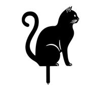 Paletto da giardino a forma di gatto nero - Decorazione da giardino in metallo per esterni, scultura a forma di gatto | Un'affascinante figura di esalta il fascino del giardino, design nero