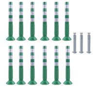 Paletto di sbarramento flessibile da 30 pollici con fascia riflettente for il controllo della folla nel vialetto e la deviazione del traffico(Green+white,12 pack)