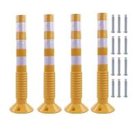 Paletto di sbarramento flessibile da 30 pollici con fascia riflettente for vialetti e controllo della folla - Materiale PU resistente(Yellow+white,4 pack)
