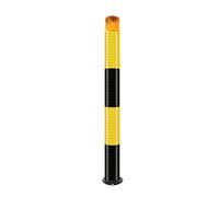 Paletto di Sicurezza a LED Alimentato a energia Solare - Paletto di parcheggio in Metallo Riflettente per Il Controllo del Traffico, Sicurezza Esterna (Giallo, 3,5x31,4 Pollici)