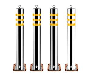 Paletto di Sicurezza, Barriera Parcheggio con Nastro Riflettente, Barriera di Parcheggio, per Parcheggio, Vialetto, Allenamento(Yellow-4pcs,75cm/29.5in)