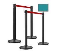 Paletto di Sostegno per Red Carpet, Ringhiera di Separazione Della Folla con Cinghie Retrattili Rosse, per Aeroporti, Mostre D'Arte, Matrimoni, Banchetti, Set di 4 Pali
