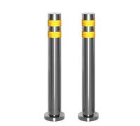 Paletto in acciaio inossidabile con bulloni di ancoraggio, blocco barriera di sicurezza per parcheggio, con strisce riflettenti, per strade, scuole, hotel, banche, porte (giallo, 2 pezzi, 7,6 x 75 cm)