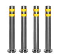 Paletto in acciaio inox con bulloni di ancoraggio, blocco barriera di sicurezza per parcheggio, con strisce riflettenti, per strade, scuole, hotel, banche, porte (giallo, 4 pezzi, 6,3 x 75 cm)