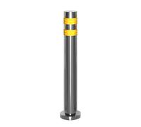 Paletto in acciaio inox con bulloni di ancoraggio, blocco barriera di sicurezza per parcheggio, con strisce riflettenti, per strade, scuole, hotel, banche, porte (giallo, 1 pezzo, 8,9 x 60 cm)