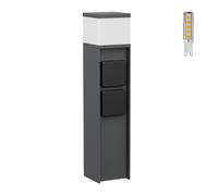 ledscom.de Paletto luminoso PODEL per esterni, 39cm, antracite, 2 prese, incl. lampadina G9, 501lm, bianco caldo