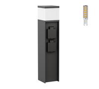 ledscom.de Bollard light PODEL per esterni, 39cm, nero, 2 prese, incl. lampadina G9, 501lm, bianco caldo