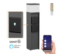 Paletto luminoso PODEL per esterni Smart Home 39cm antracite 2 prese incl. G9 [EEK: E]