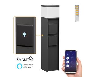 Paletto luminoso PODEL per esterni Smart Home 39cm nero 2 prese in 9