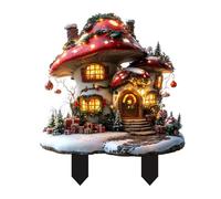 Paletto natalizio per giardino - Casa di Natale a forma di fungo e neve in acrilico 2D - decorazione per esterni, decorazione per esterni, arte del cortile, giardino della fattoria, inserti per patio