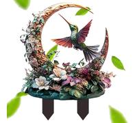 Paletto per piante colibrì, da giardino con uccelli, decorazione esterna in acrilico 2D da giardino - decorazione da giardino resistente alle intemperie per patio con in vaso
