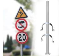Paletto Segnaletico Rotondo Con Supporto, Pali In Acciaio Zincato Da 50, 60, 76 E 89 Mm Per Il Montaggio Di Segnali Stradali/riflettenti Di Stop, Colonna Per Vela Ombreggiante(B 50mm/2in,1m/3.3ft)
