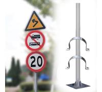 Paletto Segnaletico Rotondo Con Supporto, Pali In Acciaio Zincato Da 50, 60, 76 E 89 Mm Per Il Montaggio Di Segnali Stradali/riflettenti Di Stop, Colonna Per Vela Ombreggiante(C 50mm/2in,2m/6.5ft)