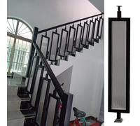 Pali Baluster di tipo quadrato, Set di balaustre for scale in ferro e vetro con viti in bianco nero, 75-120 cm(Black,80cm(31 1/2"))