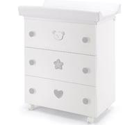Pali Birillo - Fasciatoio Neonato con Cassettiera e Vaschetta Bagnetto colore Bianco Grigio