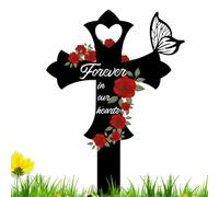 Pali commemorative per cimitero | Pali artigianali in metallo impermeabili | Pali commemorative all'aperto, palo da giardino di farfalle commemorative, metallo, per sempre nei nostri cuori